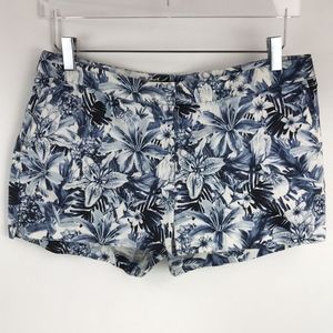 H&M Womens Shorts Sz 10 Blue Hawaiian Floral Chino